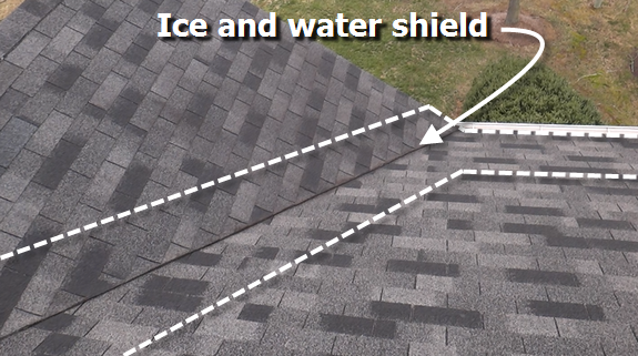 Ice and water shield in valleys and at gutter edge