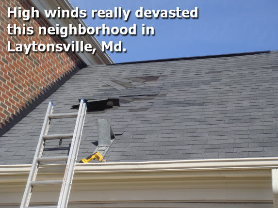 Shingles blown off steep roof